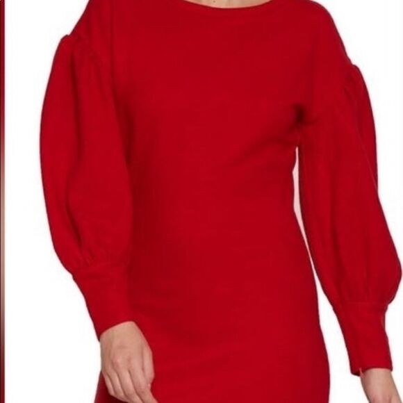 Walter Baker knit dress balloon sleeves red in M gorpcore NWOT - Picture 1 of 8